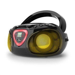 Auna Roadie, boombox, čierny, CD, USB, MP3, FM/AM rádio, bluetooth 2.1, LED farebné efekty