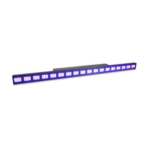 Beamz LCB48, UV LED lišta 18x3W UV LEDs 9 DMX kanálov, master/slave funkcia, čierna farba