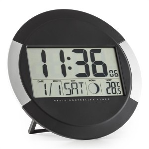 OneConcept Clockwork, digitálne bezdrôtové nástenné hodiny, teplomer, kalendár, fáza mesiaca, stojan