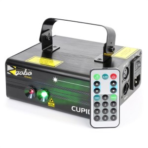 Beamz Cupid, dvojitý laser, 6 DMX kanálov, 18 W RG, 12 motívov, IR diaľkový ovládač