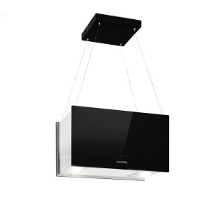 Klarstein Kronleuchter L, stropný ostrovčekový digestor, 60 cm, recirkulačný výkon 590 m?/h, LED, dotykový, čierny