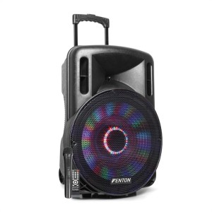 Fenton FT15LED, aktívny reproduktor, 15", 800 W, BT/USB/SD/MP3/AUX-In, LED, mirkofón, vozíková konštrukcia