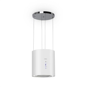 Klarstein Barett, ostrovčekový digestor, ? 35 cm, recirkulácia 560 m?/h, LED, filter s aktívnym uhlím, biely