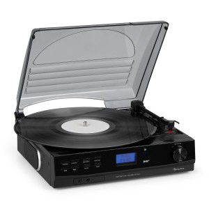 Auna TT-186 DAB, gramofón, DAB+/FM, BT funkcia, remeňový pohon 33/45 ot./min.