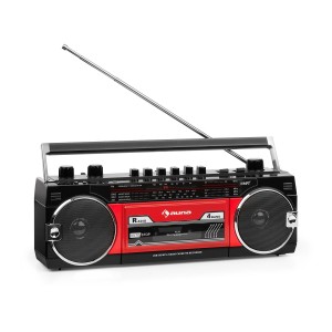 Auna Duke MKII, magnetofón, rádio, BT, USB, SD, teleskopická anténa, čierny/červený