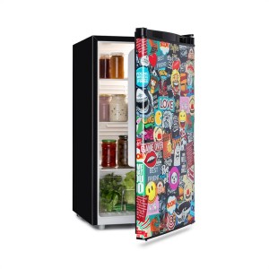 Klarstein Cool Vibe, chladnička, A+, 90 l, VividArt Concept, štýl manga, čierna