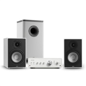 Numan Drive 802, stereo sada, zosilňovač, regálový reproduktor, subwoofer, BT 5.0, biela