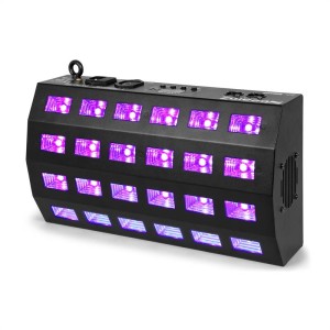 Beamz BUV463, LED UV stroboskop, 24 x 3 W, DMX/samostatná prevádzka, 7 DMX kanálov, 85 W, čierny