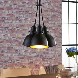 3-punktowa lampa wisząca Lira, czarno-złota
