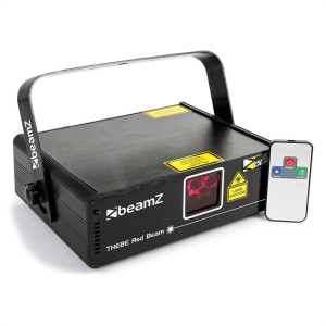Beamz Thebe, svetelný laser, showlaser, červený 150 mW laser, 9 DMX kanálov, master/slave, automatický režim, IR diaľkový ovládač