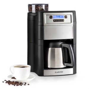 Klarstein Aromatica II Thermo, kávovar, integrovaný mlynček, 1.25 l, strieborný
