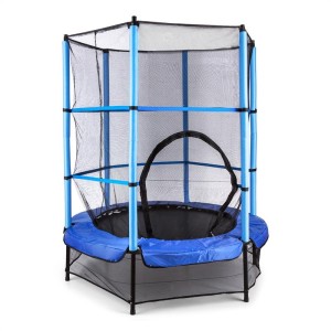 KLARFIT Rocketkid, 140 cm trampolína, vnútorná bezpečnostná sieť, bungee pružiny, modrá