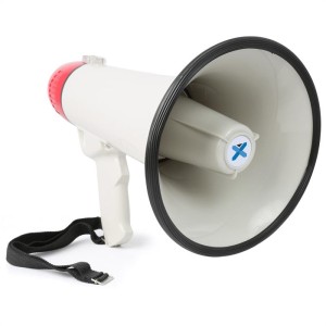 Vexus MEG045, megafón, 40 W, funkcia nahrávania, siréna, USB, SD, AUX, prevádzka na batérie, popruh