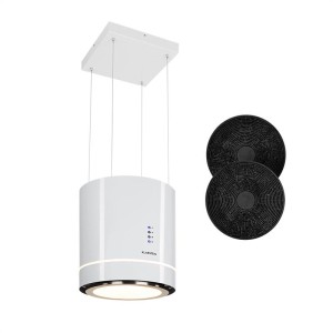 Klarstein Tron Ambience, ostrovčekový digestor, ? 38 cm, recirkulácia 540 m?/h, LED, biely