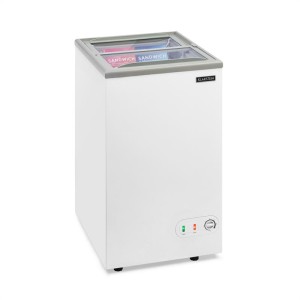 Klarstein Eispalast, mraznička, voľne stojaca, 60L, kôš, posuvné sklenené dvierka, biela