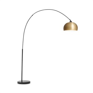 Besoa Amara, oblúková lampa, pozlátené tienidlo, mramorový podstavec, E27, sieťový kábel: 2 m, zlatá