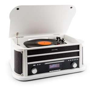 Auna Belle Epoque 1908 DAB, biely, retro stereo systém, gramofón, DAB+, bluetooth