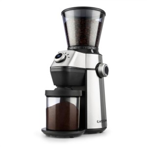 Klarstein Triest, mlynček na kávu, kužeľové mlecie teleso, 150W, 300g, 15 mlecích stupňov, nerezová oceľ