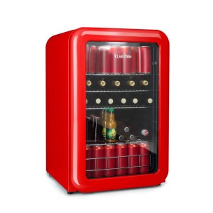 Klarstein PopLife, chladnička na nápoje, chladnička, 115 litrov, 0 - 10 °C, retro dizajn, červená