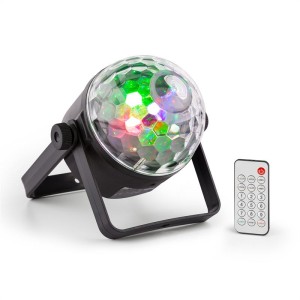 Beamz PLS35 DJ Jellyball, 4 x 3 W červené, zelené, modré a UV LED diódy, DMX alebo samostatná prevádzka