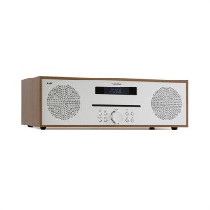 Auna Silver Star CD-DAB, rádio s CD, 2 x 20 W max., štrbinový CD prehrávač, DAB+, BT, Alu, hnedý