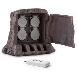 Waldbeck Power Tree Remote, záhradná zásuvka, 4-itý rozdeľovač, 3 m, diaľkové ovládanie, kmeň stromu