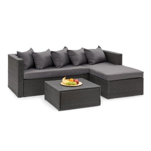 Blumfeldt Theia Lounge Set, záhradná sedacia súprava, čierna/tmavosivá