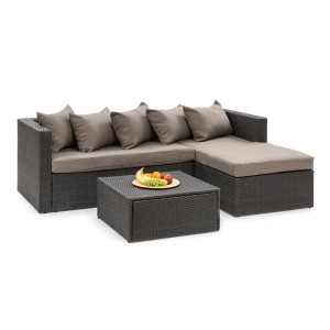 Blumfeldt Theia Lounge Set, záhradná sedacia súprava, čierna/hnedá
