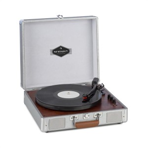 Auna Billy Bob, gramofón s BT, stereo reproduktor, bluetooth, strieborný
