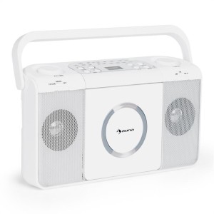 Auna Boomtown USB, boombox, CD prehrávač, FM rádio, MP3, prenosné kufríkové rádio, biely
