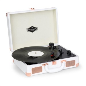 Auna Nostalgy by auna Peggy Sue retro gramofón platne USB AUX biela/ružovo-zlatá