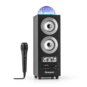 Auna DiscoStar Silver, prenosný 2.1 bluetooth reproduktor, USB, akumulátor, LED, mikrofón