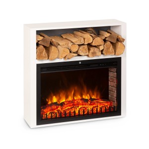 Klarstein Mauna Loa, elektrický krb, 2000 W, LED plamene, diaľkový ovládač, drevená polica, biely
