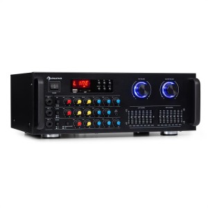 Auna Amp-Pro1 BT, PA zosilňovač, RMS 2 x 50 W, BT, USB, SD, 2-kanálový 7-pásmový ekvalizér