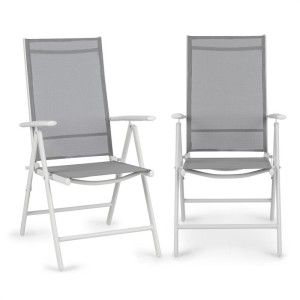 Blumfeldt Almeria, skladacia stolička, sada 2 kusov, 59,5 x 107 x 68 cm, ComfortMesh, hliník, biela