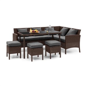 Blumfeldt Titania Dining Lounge Set, záhradná sedacia súprava, hnedá/tmavosivá