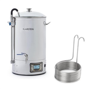 Klarstein Mundschenk + Aufwärtsspirale, sladový kotol a ponorný chladič, zariadenie na varenie piva, 2500 W, 30 l, 304 ušľachtilá oceľ