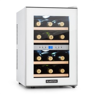 Klarstein Reserva, chladiaca vinotéka, 34 l, 12 fliaš, 2 chladiace zóny, 11-18°C , biela
