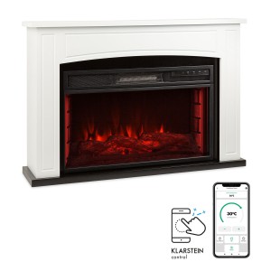Klarstein Lucerne Smart, elektrický krb, 1000/2000 W, LED, 18 – 27 °C, týždenný časovač, biely