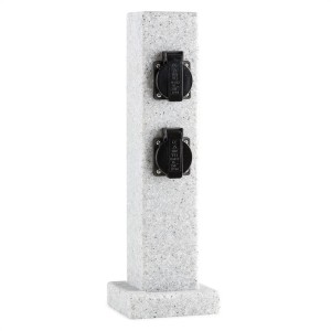 Waldbeck Granite Power, stĺp s elektrickými zásuvkami, 4 zásuvky, 3500 W, PE vzhľad kameňa