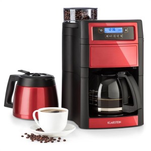 Klarstein Aromatica II Duo, kávovar, zabudovaný mlynček, 1,25 l, červený