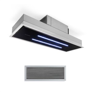 Klarstein High Line, stropný digestor, 77 cm, 410 m?/h, 75 W, 3 úrovne, diaľkový ovládač, čierny