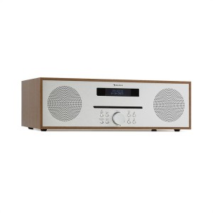 Auna Silver Star CD-FM, rádio s CD, 2 x 20 W max., štrbinový CD prehrávač, FM, BT, Alu, hnedý