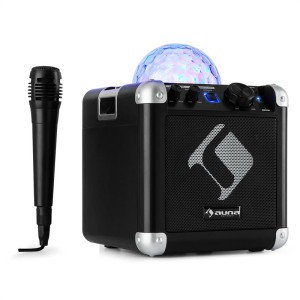 Auna BC-10 karaoke systém LED párty osvetlenie, bluetooth, dobíjacia batéria, USB, AUX-IN, čierna farba
