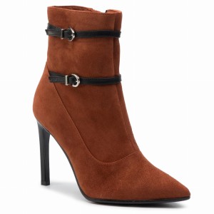 Botki BALDOWSKI - D02714-1451-003 Zamsz Siena/Skóra Czarna