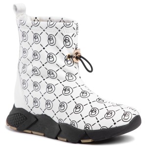 Botki BALDOWSKI - D02601-4537-003 Monogram Biały/Cz Skóra Biała