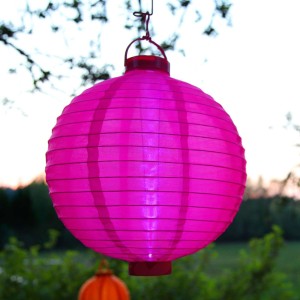 Lampion solarny LED Jerrit - jaskrawy róż