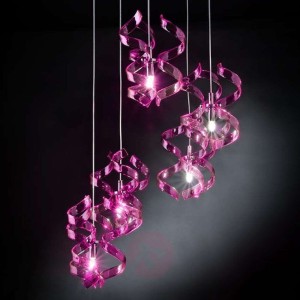 Asymetryczna lampa wisząca Magenta, trzypunktowa