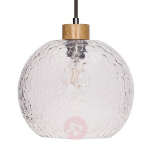 Lampa wisząca Svea ze wzorkami, dąb, antracytowy