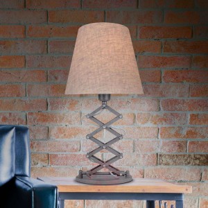 Tekstylna lampa stołowa Adrienne, stopa nożycowa